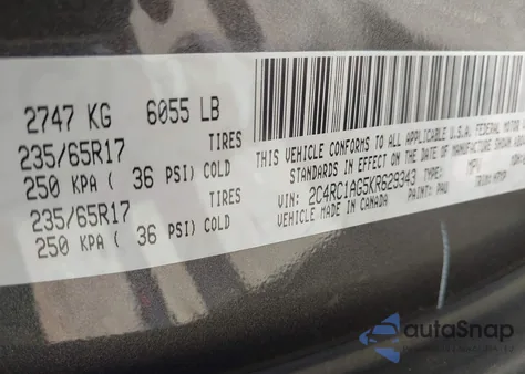 2019 Chrysler Pacifica L from USA, damaged, VIN 2C4RC1AG5KR629343